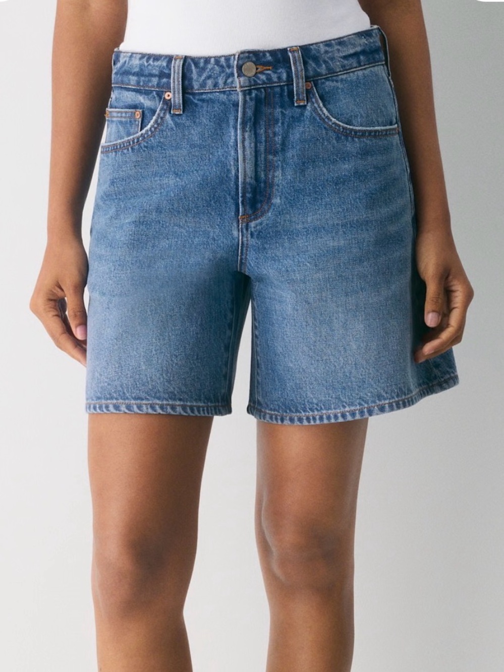Aritzia Denim Forum Mid-Thigh Vintage Blue Denim Shorts